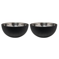 2x Salade schalen/kommen 23 cm mat zwart RVS