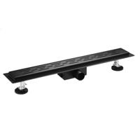 Douchegoot set Aloni | 70 cm | Met vloerflens | Met rooster | Zwart mat