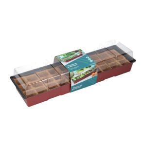 Tuinplus - Kweekkas vensterbank 10x49x15 cm inclusief 30 vierkante turfpotjes