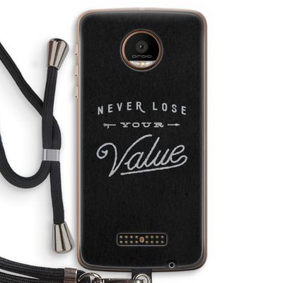Never lose your value: Motorola Moto Z Force Transparant Hoesje met koord