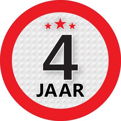 4 jaar leeftijd sticker rond 9 cm verjaardag versiering