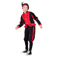 Piet verkleed kostuum 3-delig - rood/zwart - polyester - pietenpak voor kinderen - thumbnail