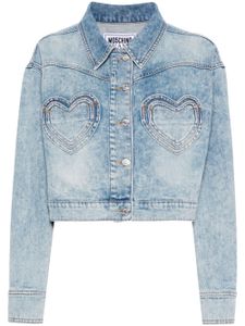 MOSCHINO JEANS veste crop en jean à poches cœur - Bleu