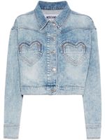 MOSCHINO JEANS veste crop en jean à poches cœur - Bleu - thumbnail