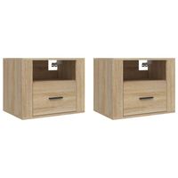 The Living Store wandnachtkastjes Sonoma eiken - set van 2 - 50x36x40cm - duurzaam bewerkt hout