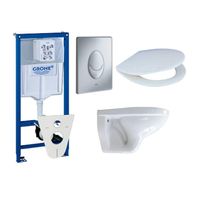 Adema Classic toiletset compleet met inbouwreservoir, zitting en bedieningsplaat mat chroom 0729121/0729205/4345100/0261520/