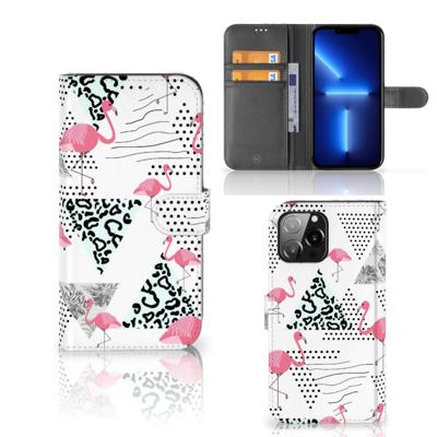iPhone 13 Pro Max | Telefoonhoesje | Met pasjeshouder | Flamingo Triangle