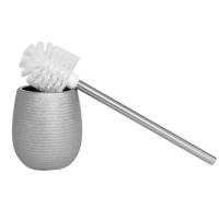Berilo WC / Toiletborstel in luxe houder - zilver - polystone - 40 cm - Badkamer accesoires