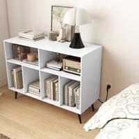 Platenstandaard met Oplaadstation Platenstandaard met Vinylopslagrekken Wit