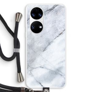 Witte marmer: Huawei P50 Transparant Hoesje met koord