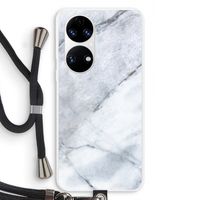 Witte marmer: Huawei P50 Transparant Hoesje met koord