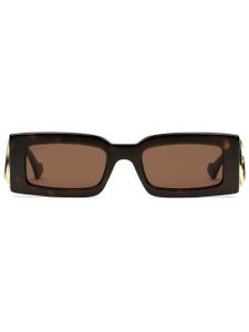 Gucci Eyewear lunettes de soleil rectangulaires à logo GG - Marron