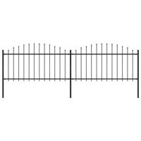 Tuinhek met speerpunt staal 359x150 cm zwart
