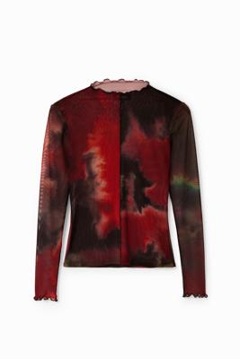 T-shirt van tule met aquarel - BROWN - L