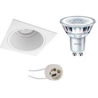 LED Spot Set - Pragmi Minko Pro - GU10 Fitting - Inbouw Vierkant - Mat Wit - Verdiept - 90mm - Philips - CorePro 840 36D - 3.5W - Natuurlijk Wit 4000K