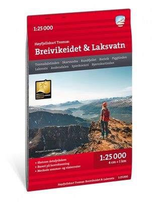 Wandelkaart Hoyfjellskart Tromso ost - oost - Breivikeidet Laksvatn | Noorwegen | Calazo