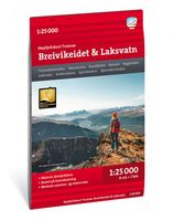 Wandelkaart Hoyfjellskart Tromso ost - oost - Breivikeidet Laksvatn |