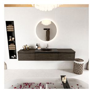 Mondiaz Bukla 200cm badmeubel met module 60 kleur dark brown met 3 lades en wastafel midden 1 kraangat kleur urban
