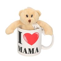 I love mama cadeau mok / beker met berenknuffel voor Moederdag   -