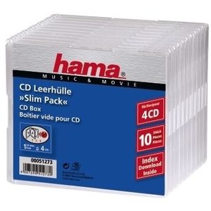 Hama CD Slim Pack 4, pack 10 4 schijven Transparant