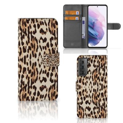 Samsung Galaxy S21 Plus | Telefoonhoesje | Met pasjeshouder | Leopard
