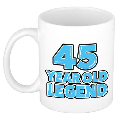 Verjaardag cadeau mok 45 jaar - al zo oud - legende - blauw - 300 ml - keramiek