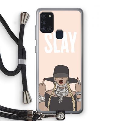 Slay All Day: Samsung Galaxy A21s Transparant Hoesje met koord