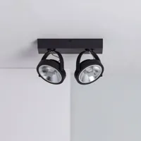 Witte verstelbare CREE-COB 30W AR111 LED plafondlamp met 2 spotlights (warm wit, dimbaar)