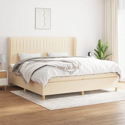 Boxspring met matras stof crèmekleurig 200x200 cm