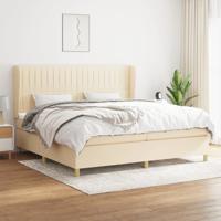Boxspring met matras stof crèmekleurig 200x200 cm