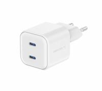 Swissten USB-C Snellader - 2 USB-C poorten - GaN technologie - 20W - Wit Swissten USB-C Snellader - 2 USB-C poorten - GaN technologie - 20W - Wit