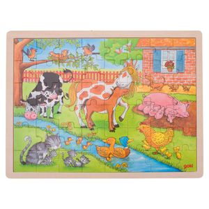 Goki houten legpuzzel op de boerderij, 48st.