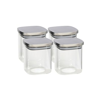 4x stuks voedsel/etenswaren bewaren voorraadpot 800 ml glas met RVS deksel