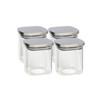 4x stuks voedsel/etenswaren bewaren voorraadpot 800 ml glas met RVS deksel