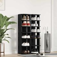 VidaXL Schoenenkasten 2 st 25x27x102 cm bewerkt hout zwart eikenkleur