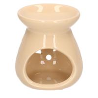 Geurbrander voor amberblokjes/geurolie/waxmelts - keramiek - beige - 7 x 8 cm