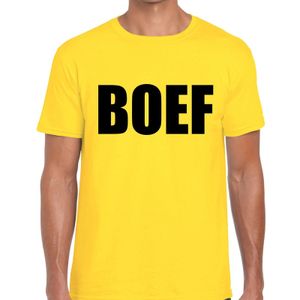 BOEF tekst t-shirt geel heren