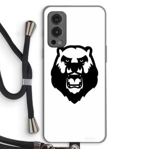 Angry Bear (white): OnePlus Nord 2 5G Transparant Hoesje met koord