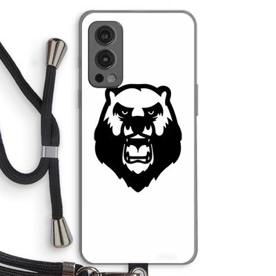 Angry Bear (white): OnePlus Nord 2 5G Transparant Hoesje met koord