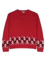 Il Gufo pull en laine à fleurs brodées - Rouge