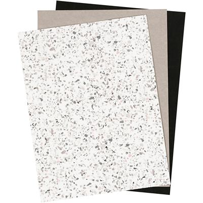 Creativ Company Faux leather papier, vel 21x27,5+21x28,5+21x29,5 cm, dikte 0,55 mm, unikleurig,met folie,bedrukt, 3 vel/ 1 doos