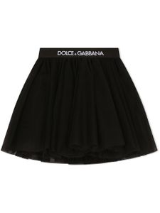 Dolce & Gabbana Kids jupe en tulle à taille logo - Noir