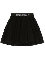 Dolce & Gabbana Kids jupe en tulle à taille logo - Noir - thumbnail