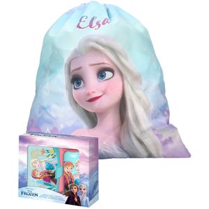 Disney Frozen lunchbox set voor kinderen - 3-delig - blauw - incl. gymtas/schooltas - Lunchboxen