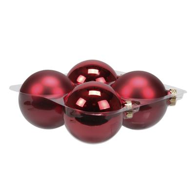 Kerstballen - 4 stuks - rood - glas - 10 cm?- Kerstboomversiering