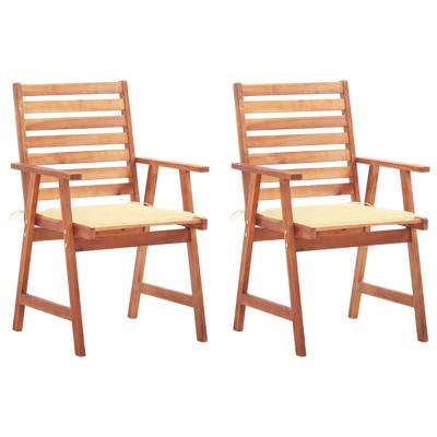 Tuinstoelen 2 st met kussens massief acaciahout