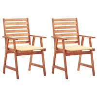 Tuinstoelen 2 st met kussens massief acaciahout