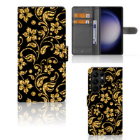 Samsung Galaxy S23 Ultra Hoesje Gouden Bloemen - thumbnail