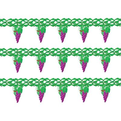 Druiven en wijn thema feest slingers - 3x - 400 cm - brandvertragend papier - versiering wijnavond