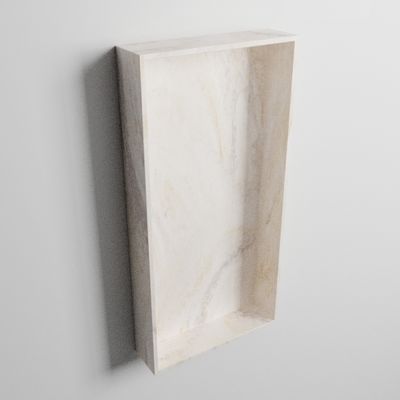 MONDIAZ EASY Nis 59,5x29,5cm in solid surface kleur Ostra. 1 vak geschikt voor in- of opbouw